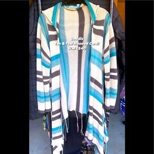 Goddis Tan & Teal Fringed Hoodie (S/M)
